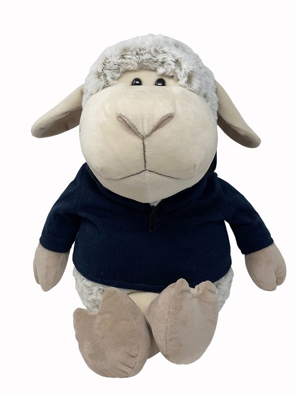 Plüsch Schaf Wolle mit Troyer in blau 48cm