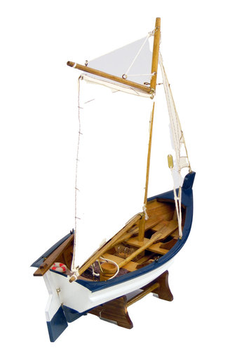 Deko Boot aus Holz großes Ruderboot 42 cm maritime Dekoration Dekofigur Holzboot 