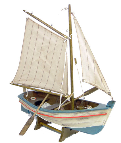 Ruderboot bzw Bördeboot als Modellschiff mit Ständer