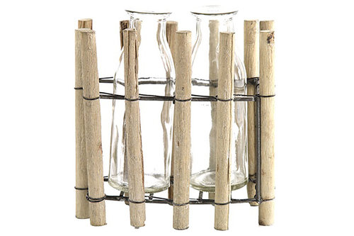 maritime Holz Serie ┼ Vase mit Standholz eingefasst ┼ Deko - Nautic ┼ exklusive Artikel
