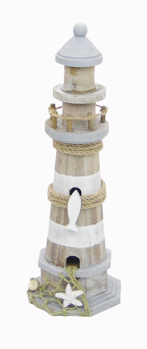 Deko Leuchtturm aus Holz 32cm