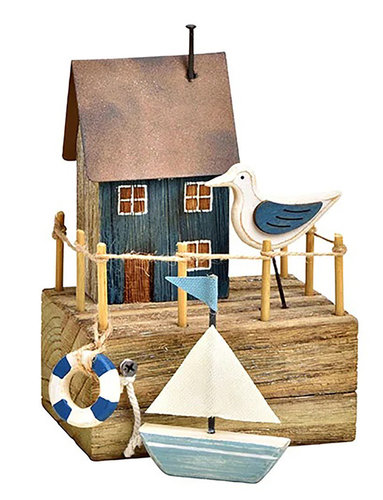 Bootshaus aus Holz/Metall in blau 1