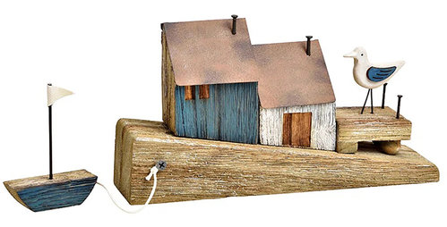 Bootshaus aus Holz/Metall in blau 2