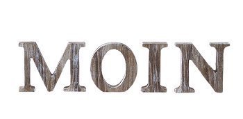 4 Holz Buchstaben Moin 3 D Dekoration in Farbe sand