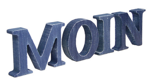 4 Holz Buchstaben Moin 3 D Dekoration in Farbe blau