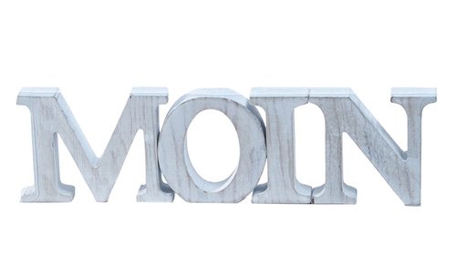 4 Holz Buchstaben Moin 3 D Dekoration in Farbe weiss
