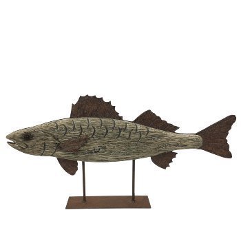 Holz-Fisch in braun in Shabby Look auf Metallständer