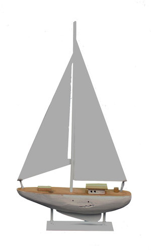 Holz Schiff Shabby braun/weiss 30cm