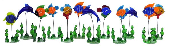 12er Set Glasfische ┼ auf Stab mit Pflanzen ┼ Höhe 10cm