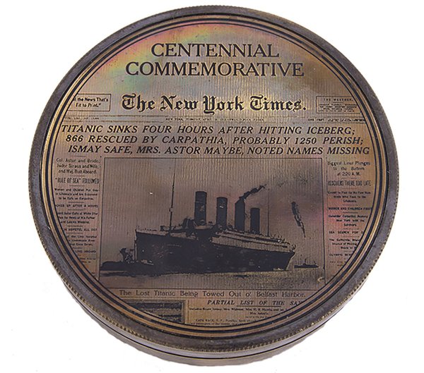 Kompass Titanic mit Deckel 7,5cm Durchmesser