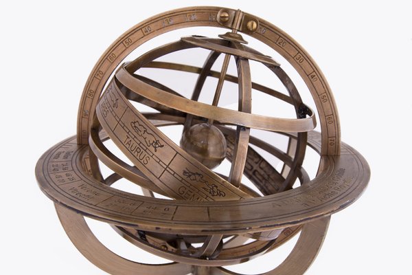 Messing Globus mit 18cm Durchmesser auf rundem Holzsockel