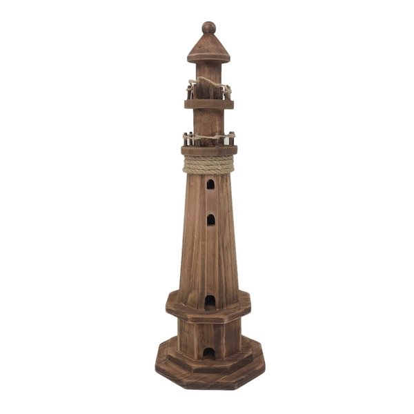 Holz Leuchtturm in braun Shabby Look - extrem Hoch 105cm