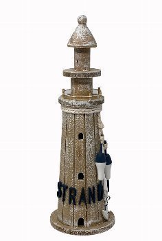 Holz Leuchtturm 3D Shabby ┼ 40cm mit Schriftzug und Boje