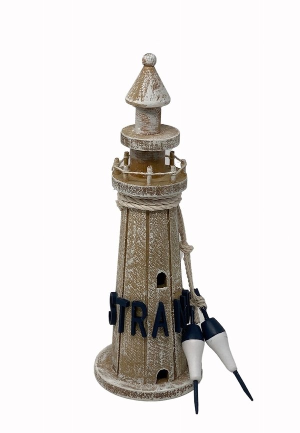 Holz Leuchtturm 3D Shabby ┼ 30cm mit Schriftzug und Boje