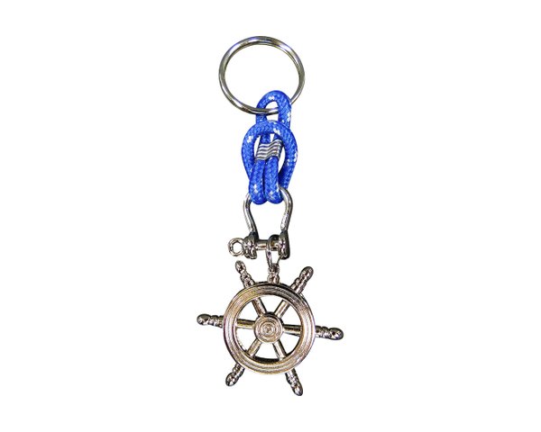 maritime Schlüsselanhänger - Silberfarben  (392591 Steuerrad blau)